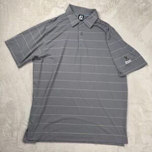 FootJoy‎ Polo Shirt Men XL Gray Preowned Pinstripe Stretch Sherwood Country Club